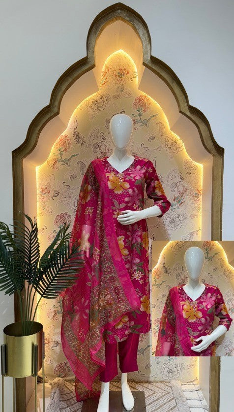 Ethereal Blossom Pink Kurti Set