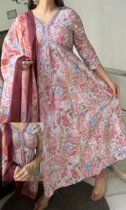 Rose Aura Floral Kurti Set