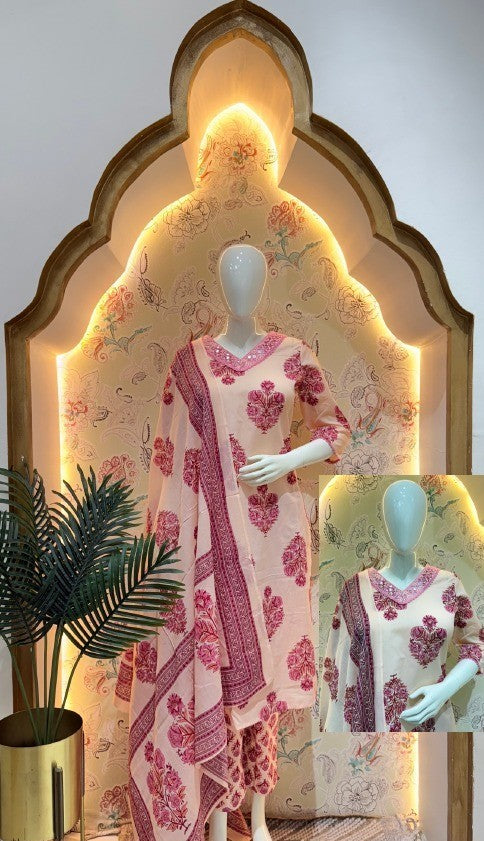 Petal Glow Pink Kurti Set