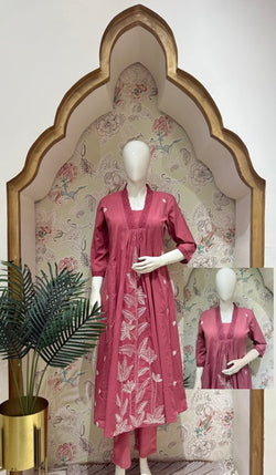 Ruby Leaf Blossom Kurti Set