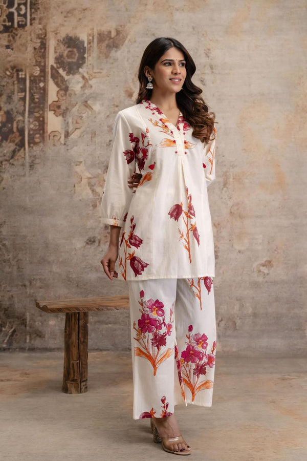 Scarlet Petal Ivory Co-ord Set